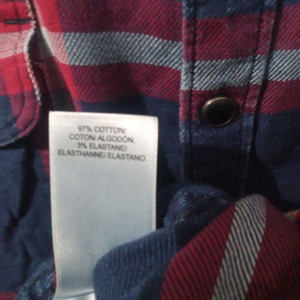 Lucky Brand Saturday Stretch Blue and Red Plaid Mens Shirt L - Picture 5 of 5